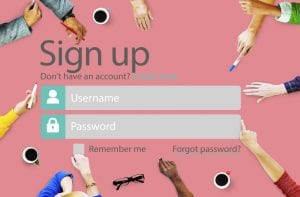 Sign Up Usename Password Log In Protection Concept