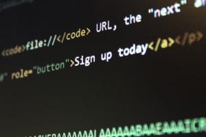 sign up today written in code