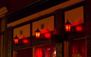 Red lamps lighting a red light district