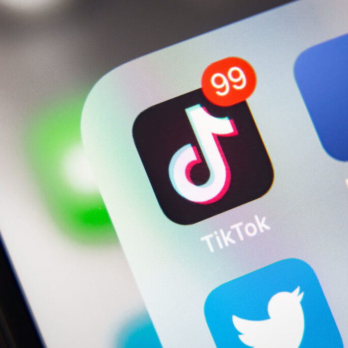 Tyumen, Russia - January 21, 2020: TikTok and Facebook application  on screen Apple iPhone XR