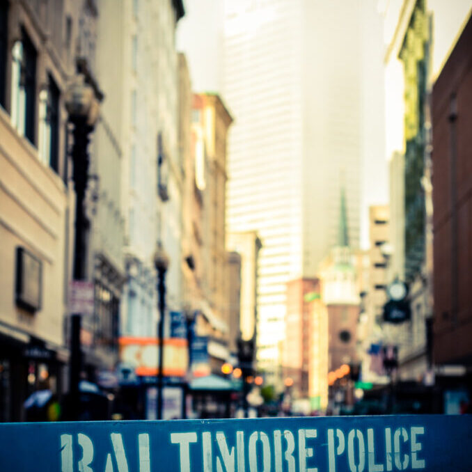 Retro Style Photo Of A Poice Riot Barrier In Baltimore