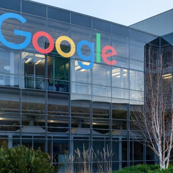 Mountain View, California, USA - March 29, 2018: Google sign on the building at Google's headquarters in Silicon Valley . Google is an American technology company in Internet-related services and products.