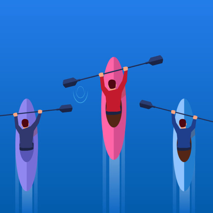 Business people paddling competition