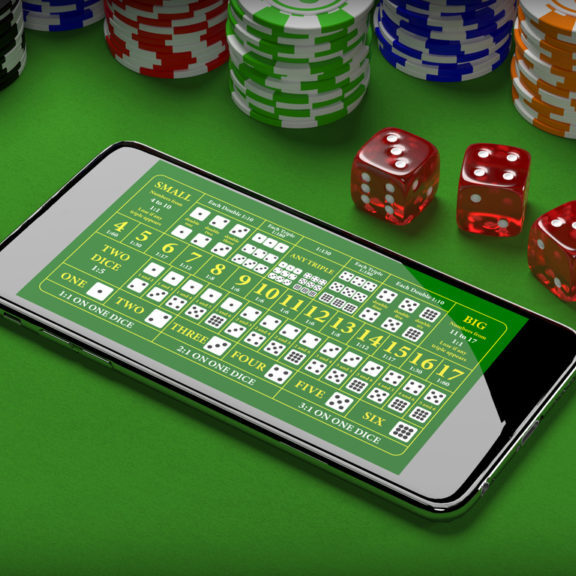 Online casino gambling concept with smartphone
