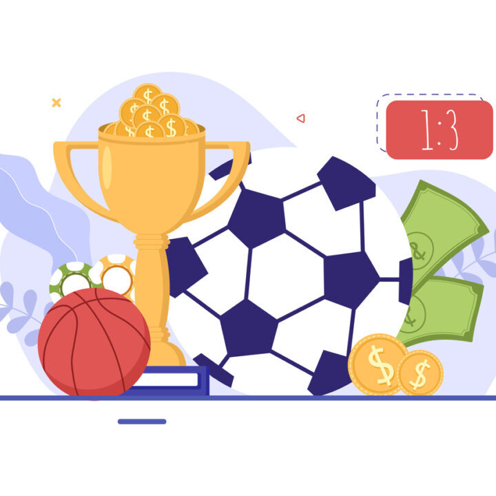 Online Betting Sports Game with Gold Coins and Live Bet Application Service Sport Broadcast in Hand Drawn Cartoon Flat Illustration