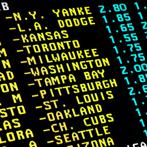 Sight on monitor with the teletext and betting offer of baseball matchups