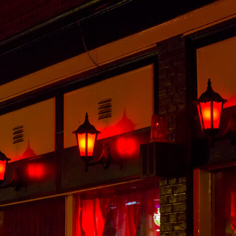 Red lamps lighting a red light district