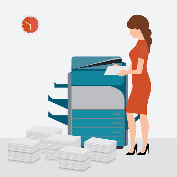Business woman using copy print machine