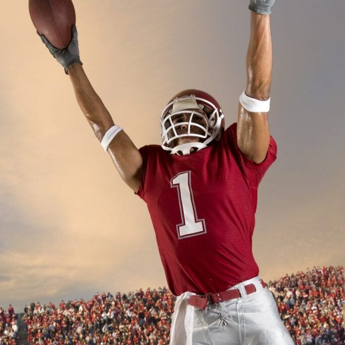 Football player celebrates victory