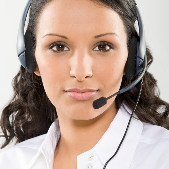 Woman wearing a headset