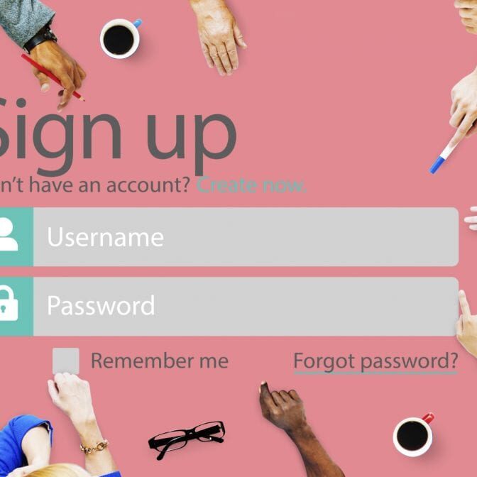 Sign Up Usename Password Log In Protection Concept